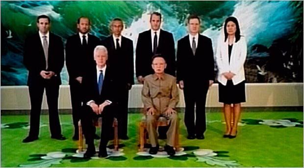 Former president Bill Clinton and North Korean leader Kim Jong-Il meeting in Pyongyang, North Korea
